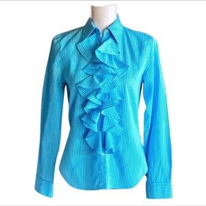 Ralph Lauren Teal Blue and White Shirt, S
